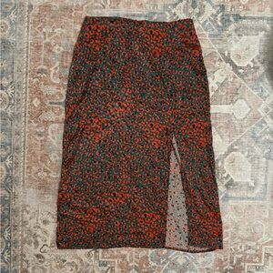 Nasty Gal Red, Green and Black Animal Print Pencil Skirt